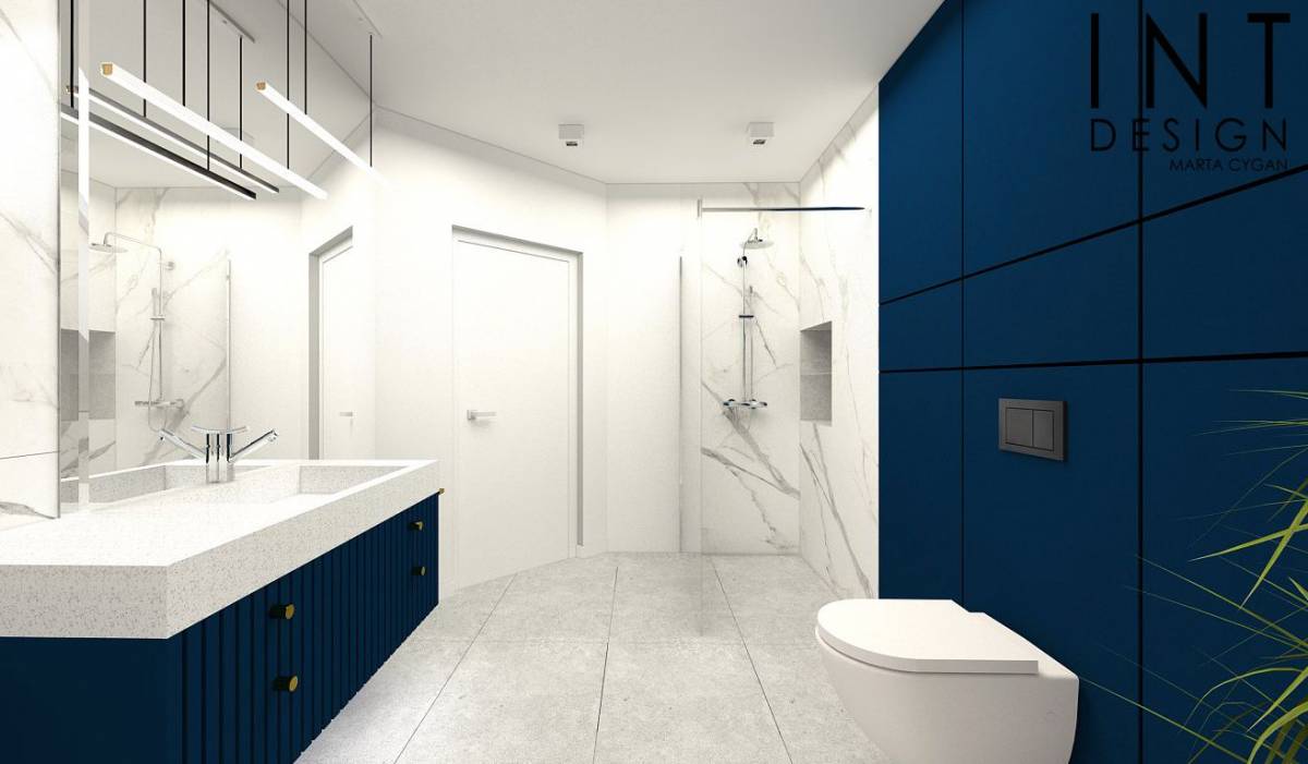 Aranżacja minimalistycznej łazienki z granatem | carrea.pl
